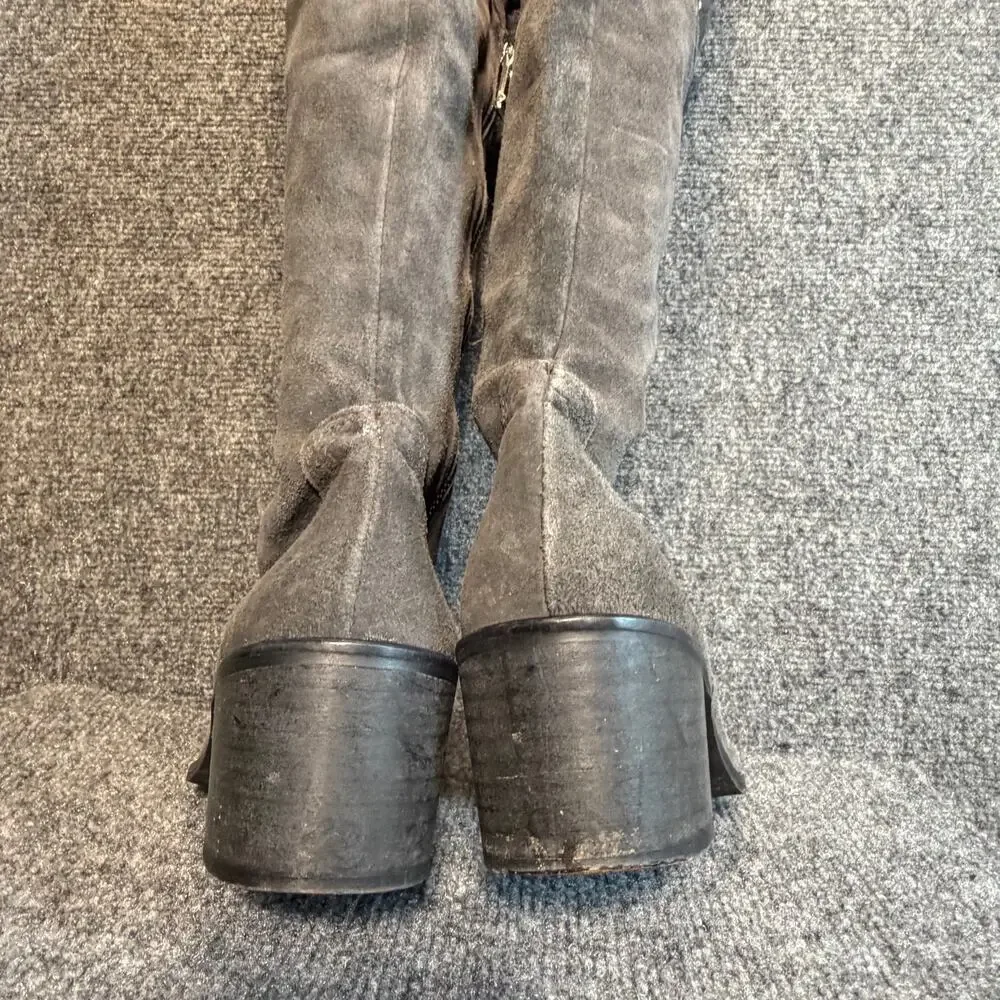 Report Signature Gray Suede Tall Over The Knee Foldover Boots Heel Women 8.5